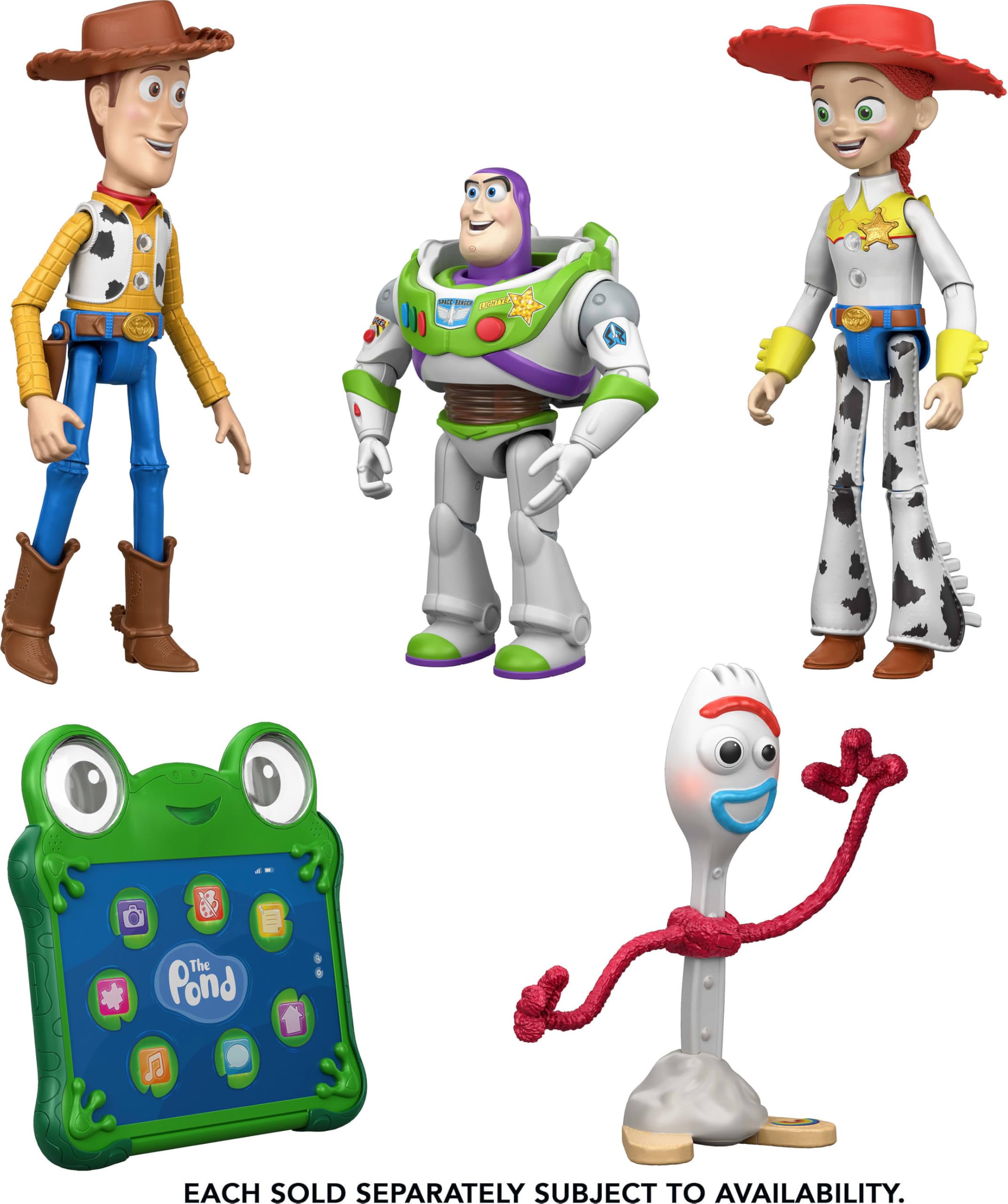 Mattel Forky beside ruler showing 7.2-inch scale for display planning