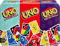 Mattel Games lata frontal del set UNO con protección y almacenamiento