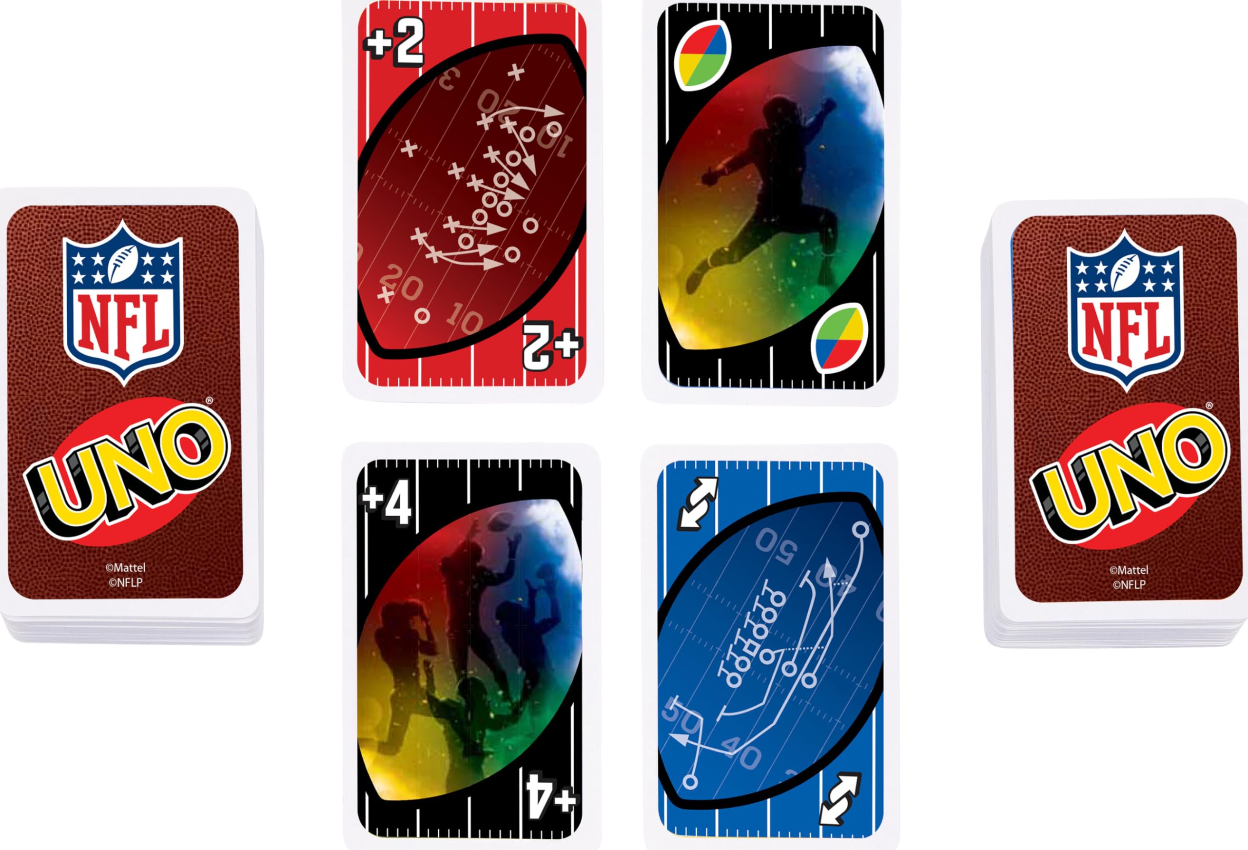 Mattel Games personas jugando UNO NFL, entretenimiento en grupo