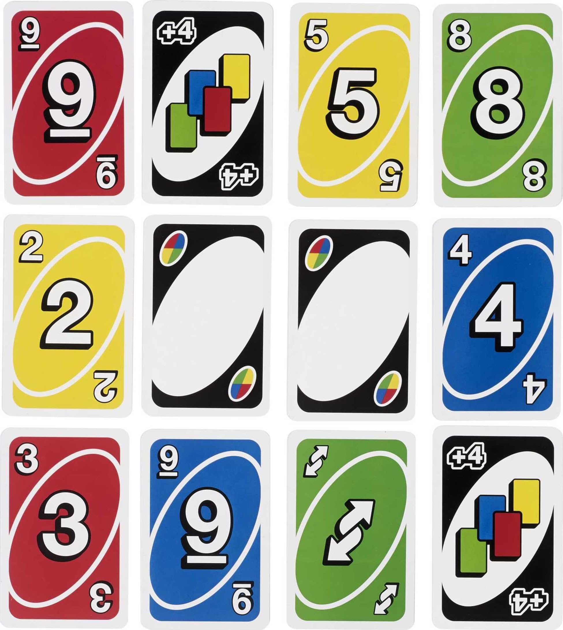 Mattel Games comparación del tamaño de carta Giant UNO junto a una mano