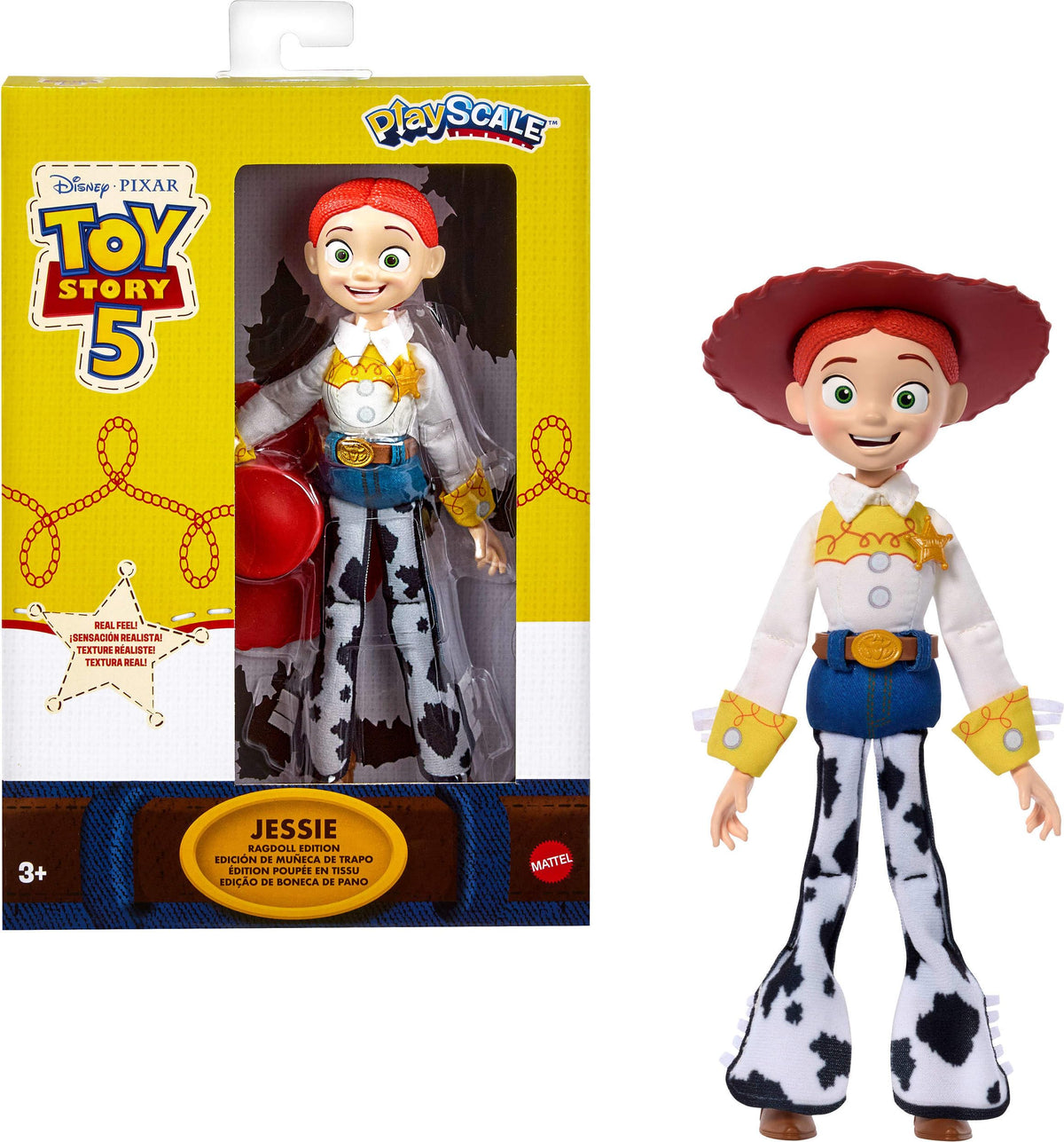 Mattel Jessie frente en caja con ventana mostrando diseño fiel a película