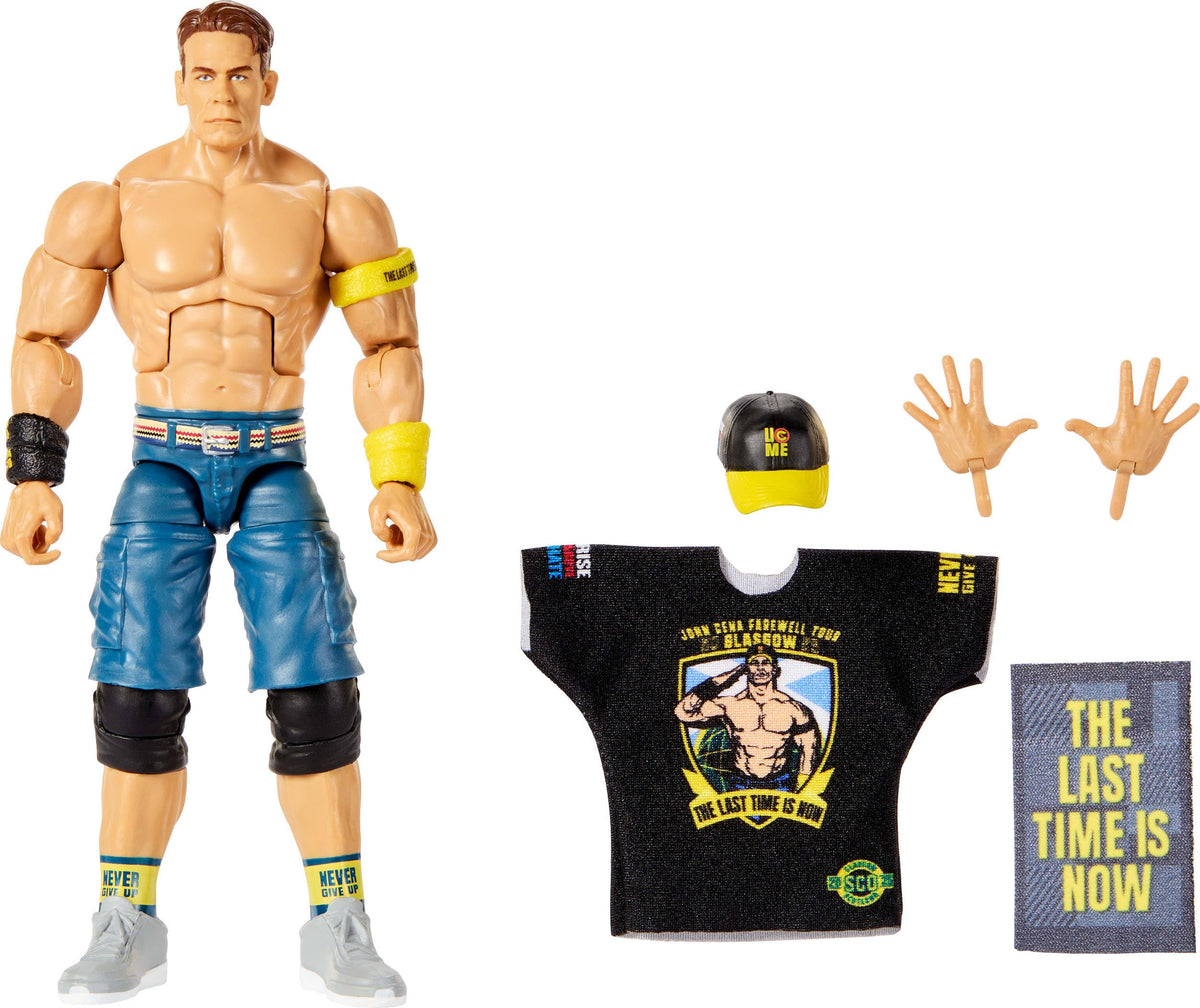 Mattel figura John Cena frontal en empaque, muestra presentación y valor coleccionable