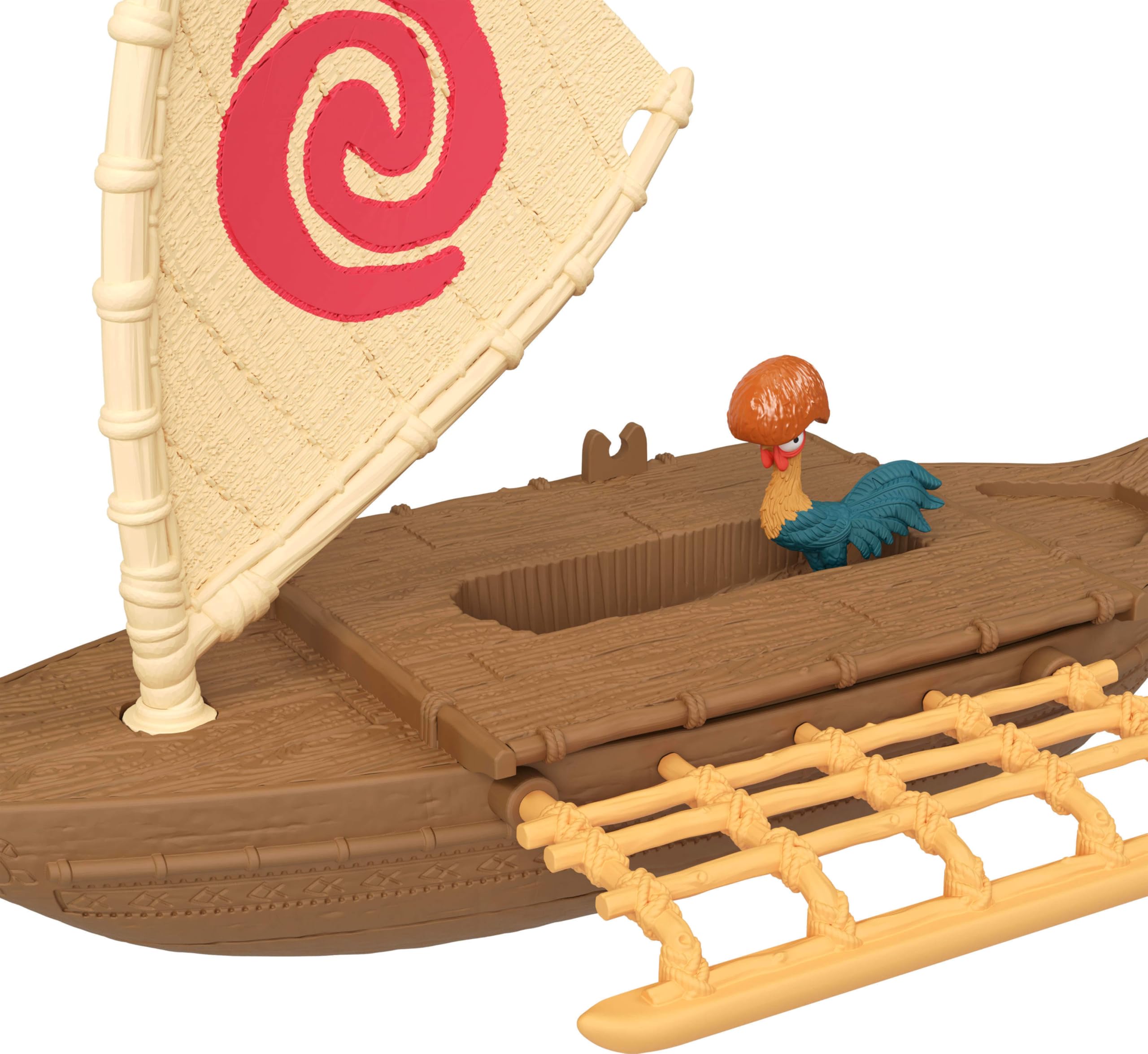 Mattel Moana figura de Heihei con casco de coco, diversión añadida