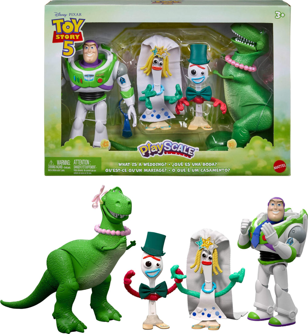 Mattel pack frontal en empaque capilla mostrando las cuatro figuras, ideal para exhibir