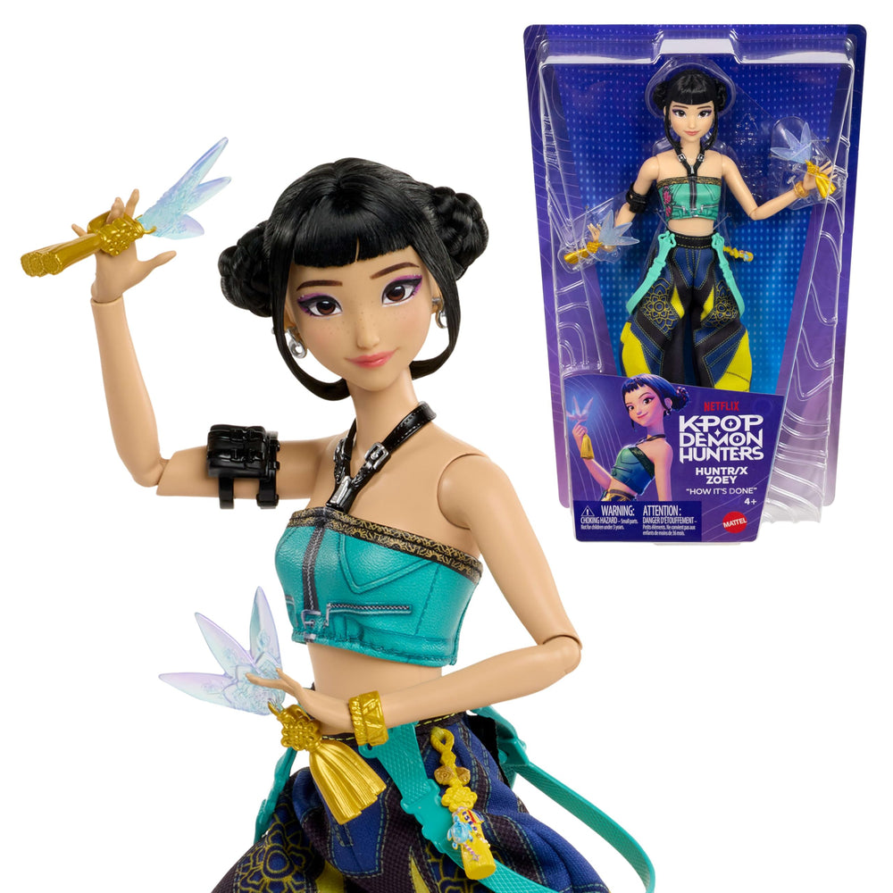 Mattel Zoey frente del empaque mostrando el atuendo y accesorios