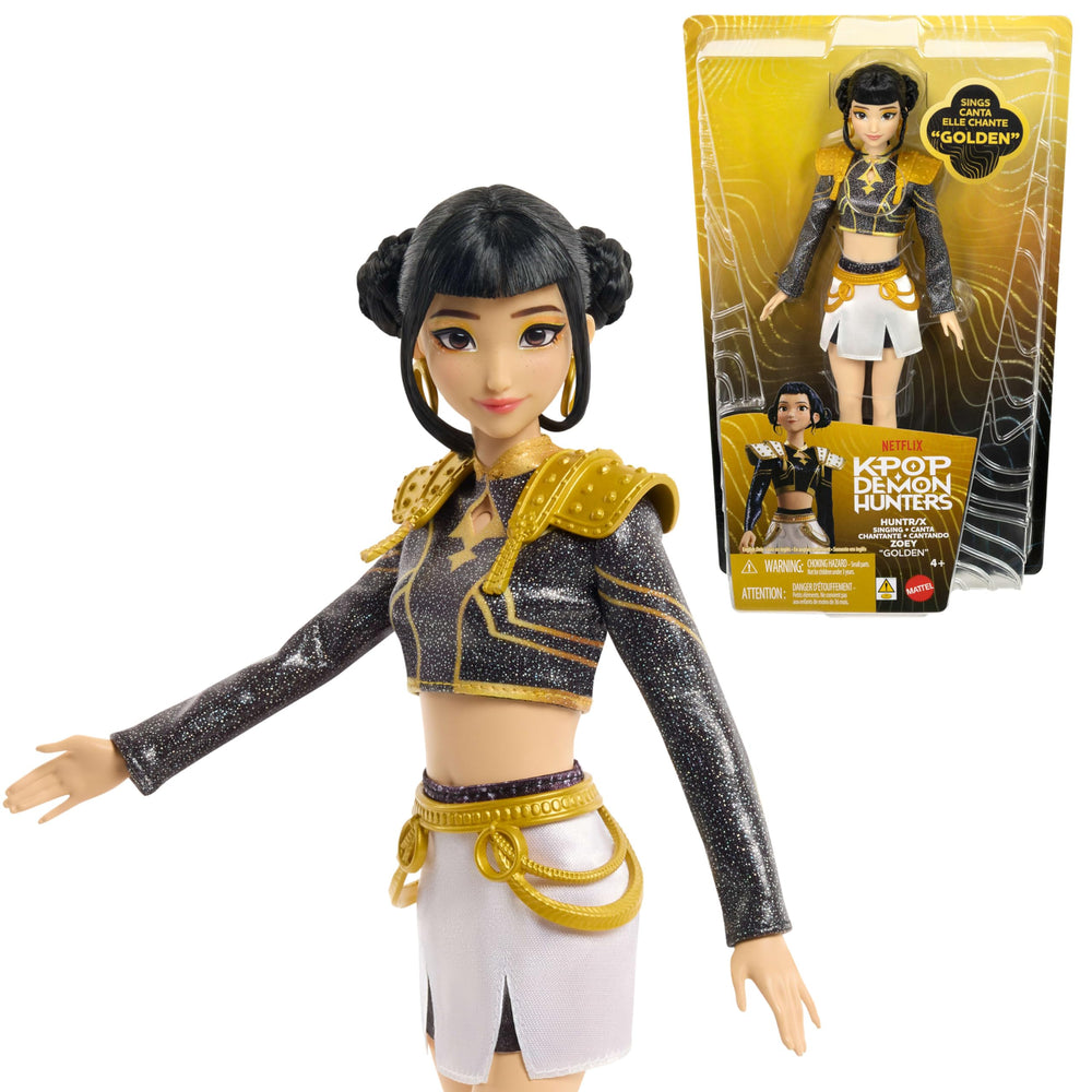 Mattel Zoey ‘Golden’ vista frontal con vestuario auténtico y atractivo