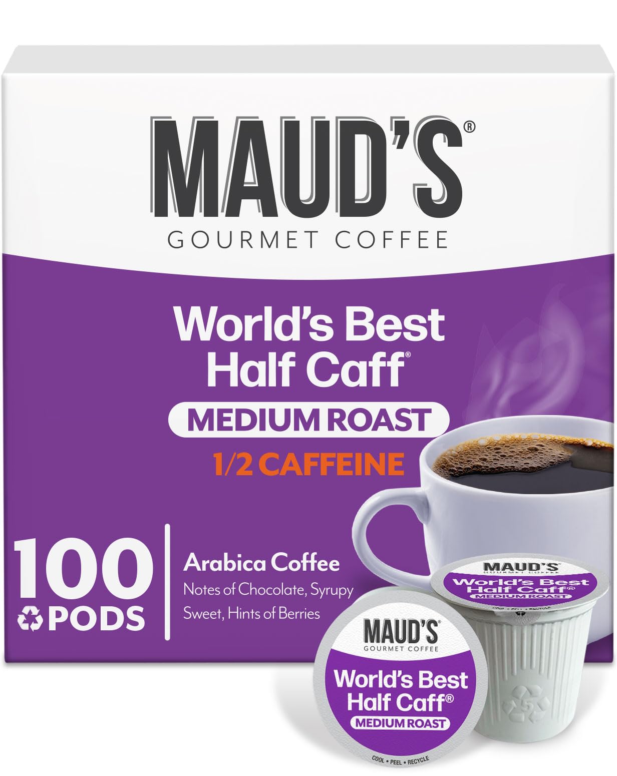 MAUD'S caja frontal de 100 cápsulas mostrando diseño y cantidad, ideal para uso diario