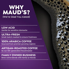 MAUD'S cápsulas en mano para comparar tamaño y fácil uso con cafeteras de un solo servicio