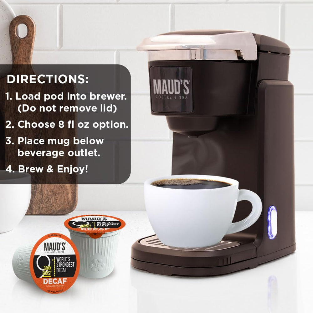 MAUD'S taza de café en desayuno que sugiere conveniencia diaria