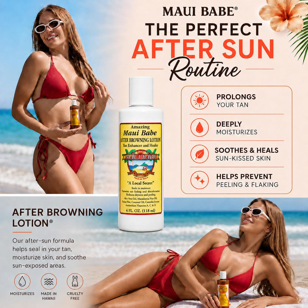 Maui Babe etiqueta del producto con ingredientes y origen Maui Hawaii