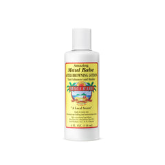 Maui Babe frontal de la botella mostrando envase fácil de abrir y 118 ml