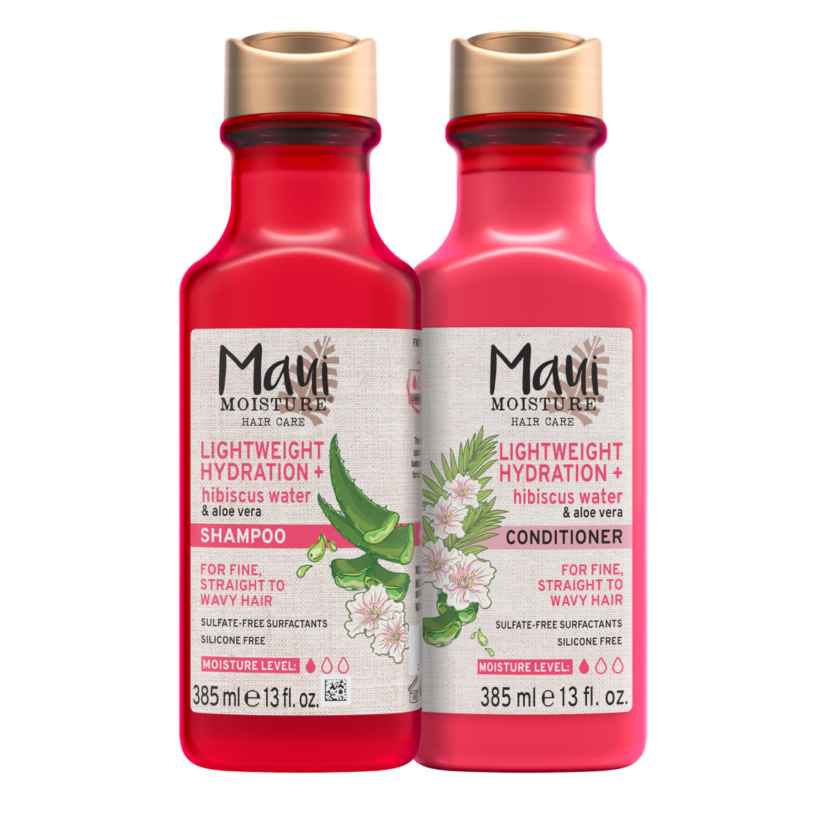 Maui Moisture frente del envase mostrando diseño y beneficio hidratación ligera