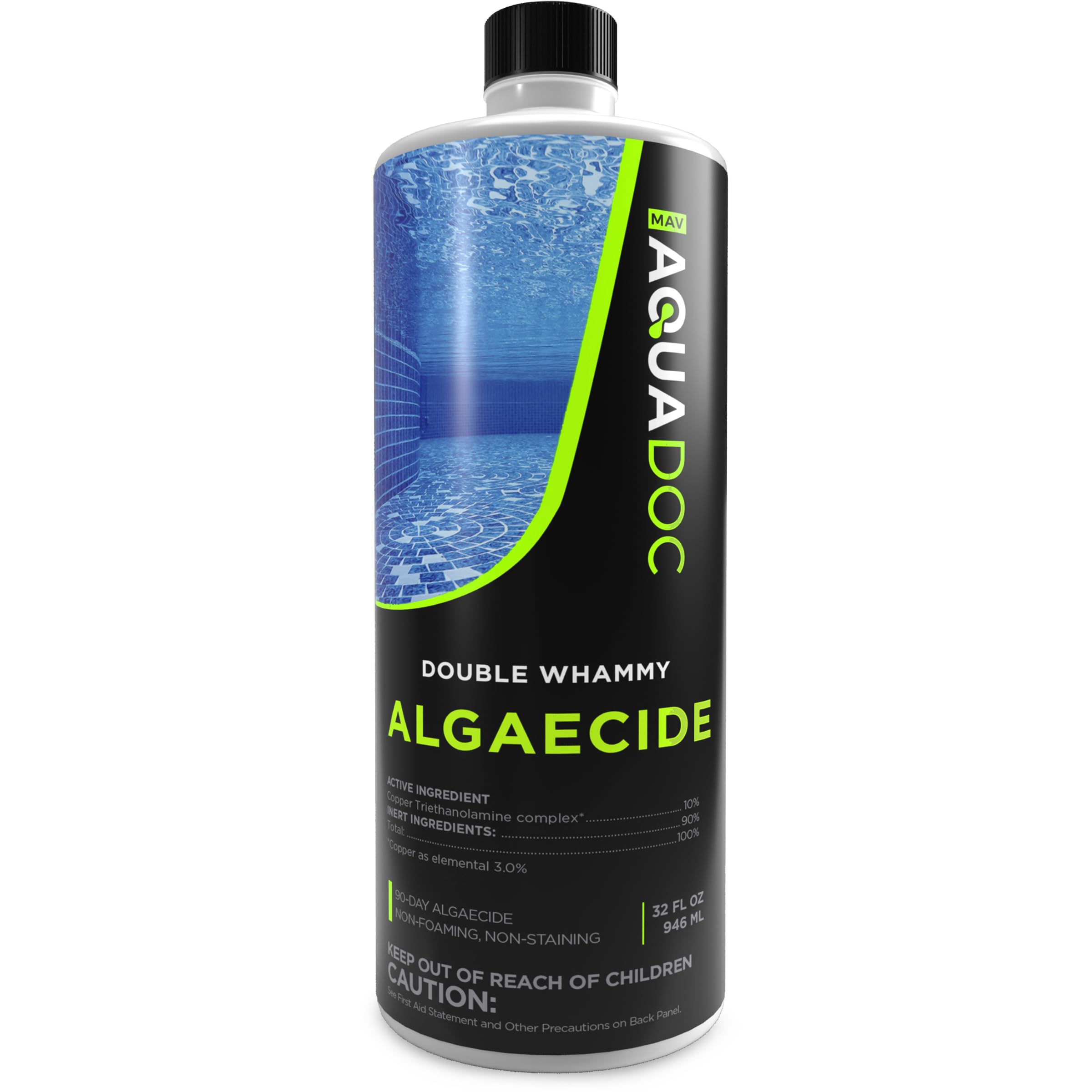 MAV AquaDoc frente del empaque mostrando botella y volumen 32 oz, protección prolongada