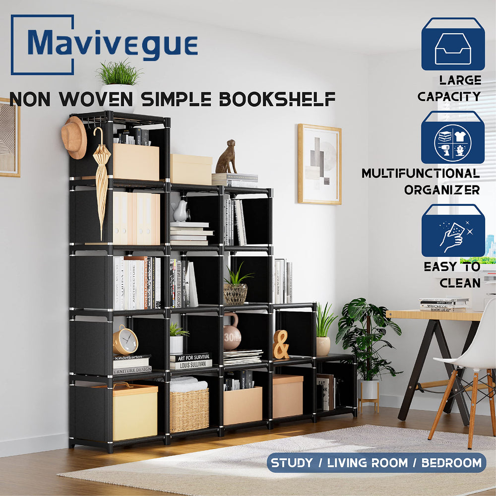 Mavivegue estantería en dormitorio con ropa y cajas ordenadas