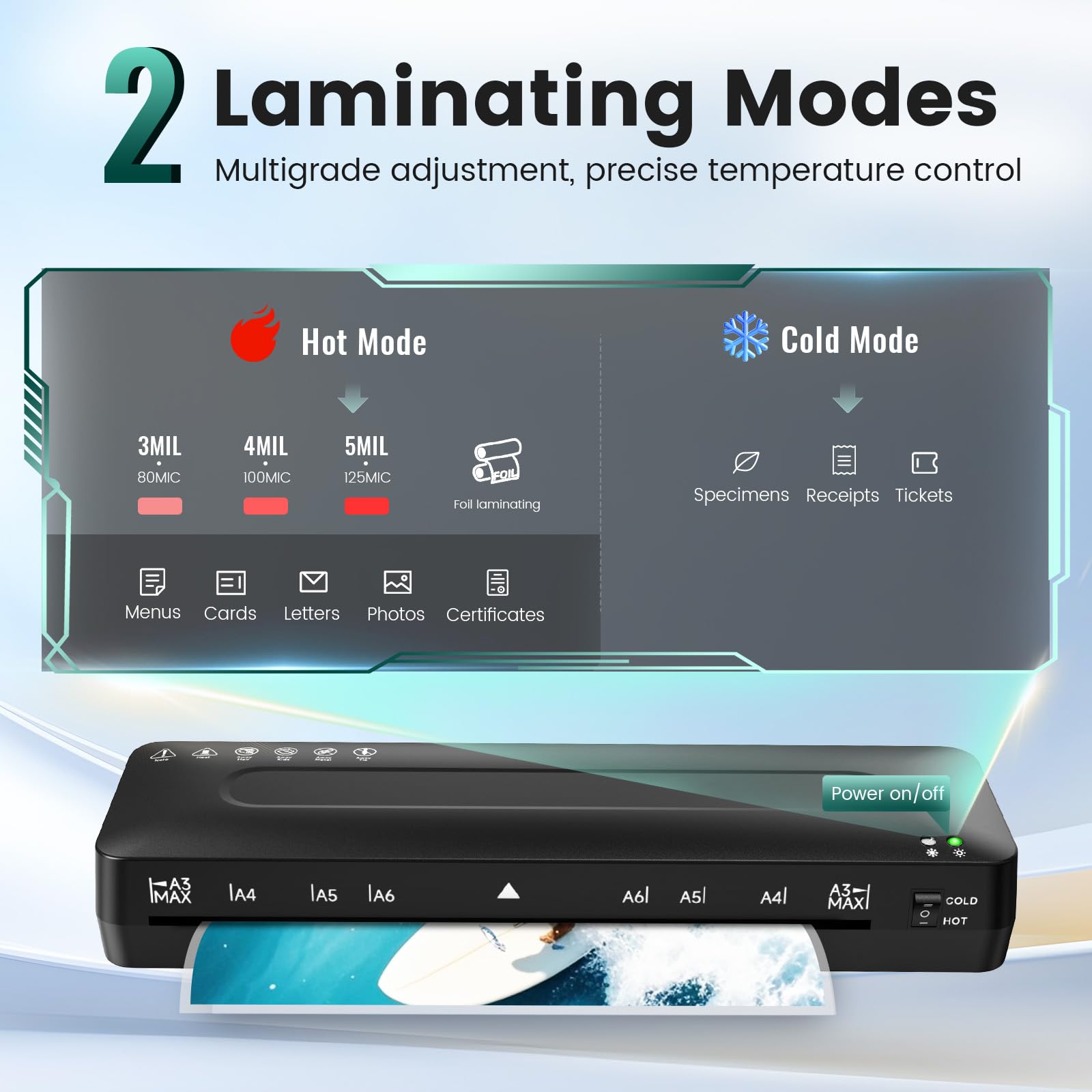 MAXDONE panel de controles y pantalla mostrando temperatura, control seguro