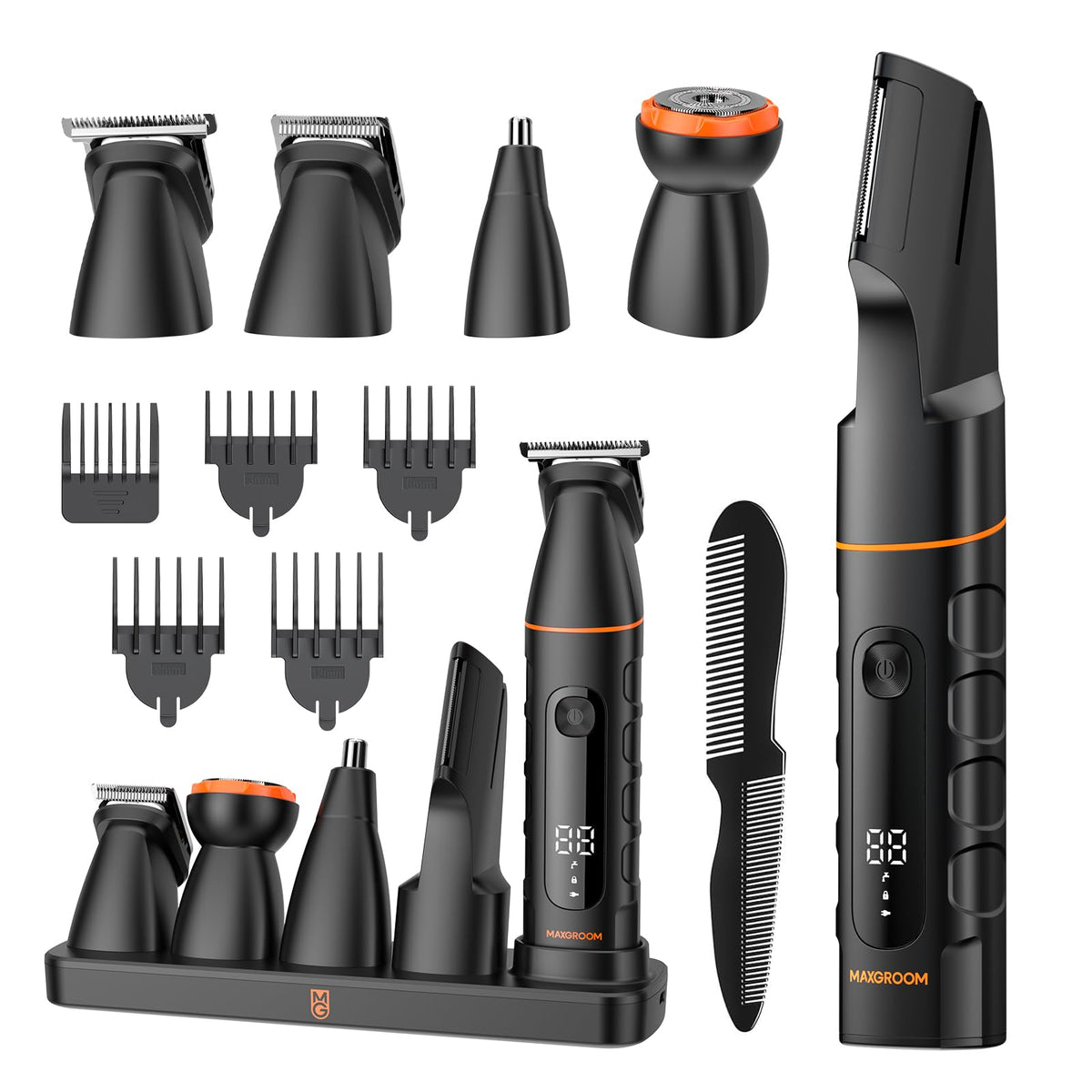 MAXGROOM pack frontal mostrando el kit 9 en 1 para versatilidad de aseo