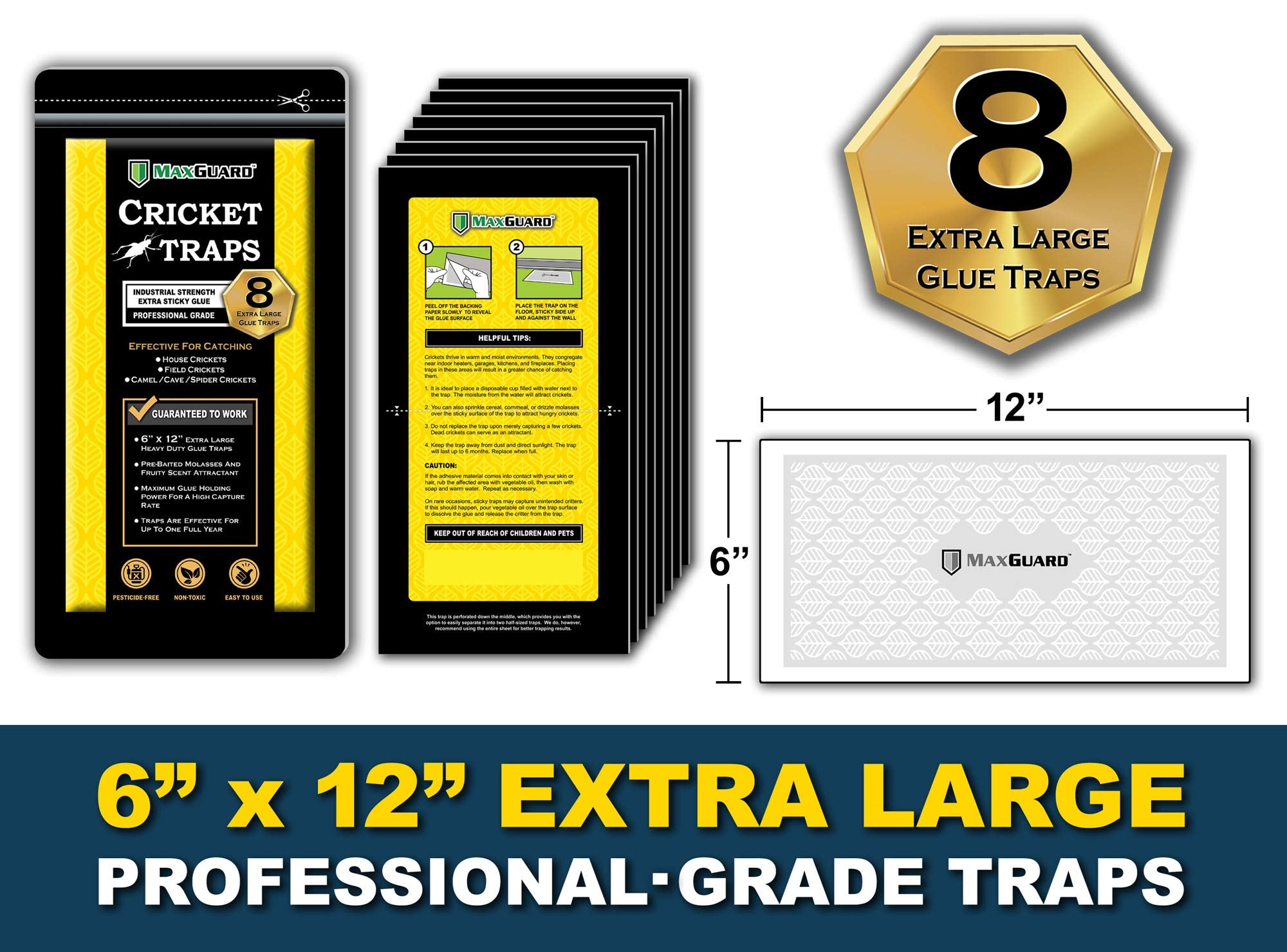 MaxGuard primer plano del adhesivo superpegajoso que captura insectos eficazmente