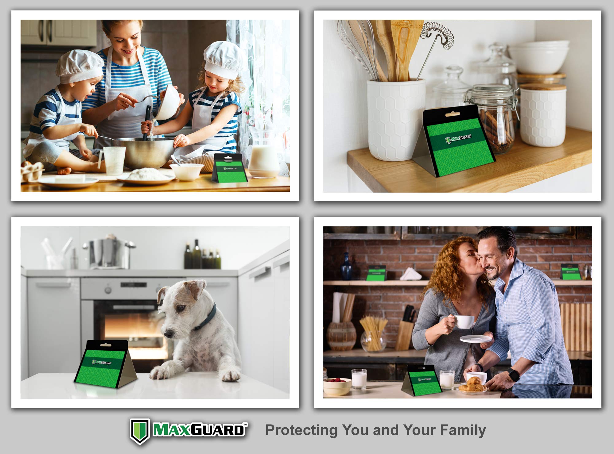 Trampa MaxGuard instalada en cocina moderna protegiendo alimentos secos y orden