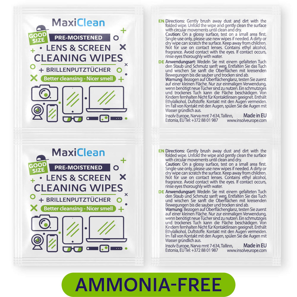 Maxi Clean toallita en mano, tamaño amplio para cubrir lente completa