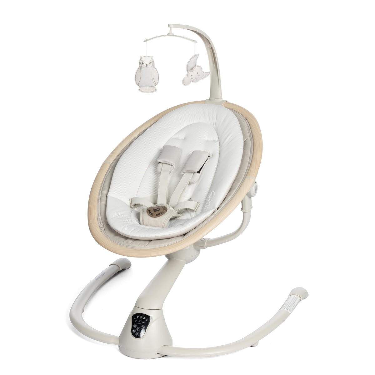 Maxi-Cosi Cassia front view showing full swing and seat for calming