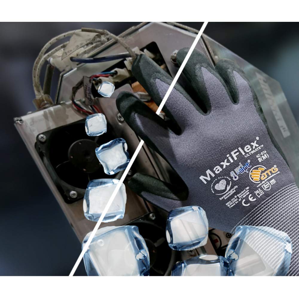 MaxiFlex guantes en uso durante montaje demostrando control preciso