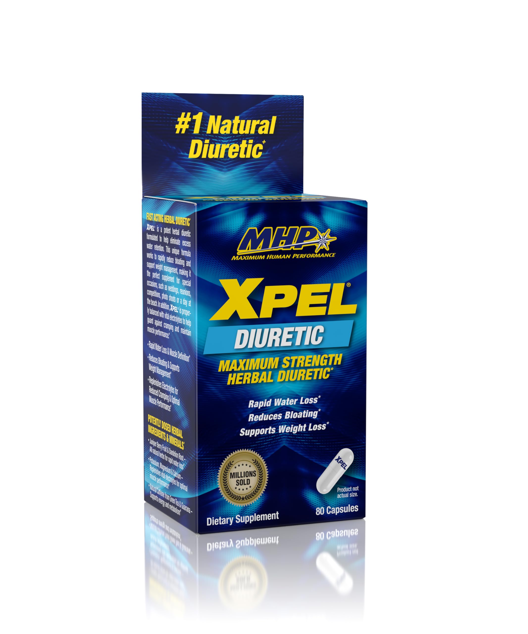 Maximum Human Performance Xpel vista frontal con envase claro y etiqueta visible
