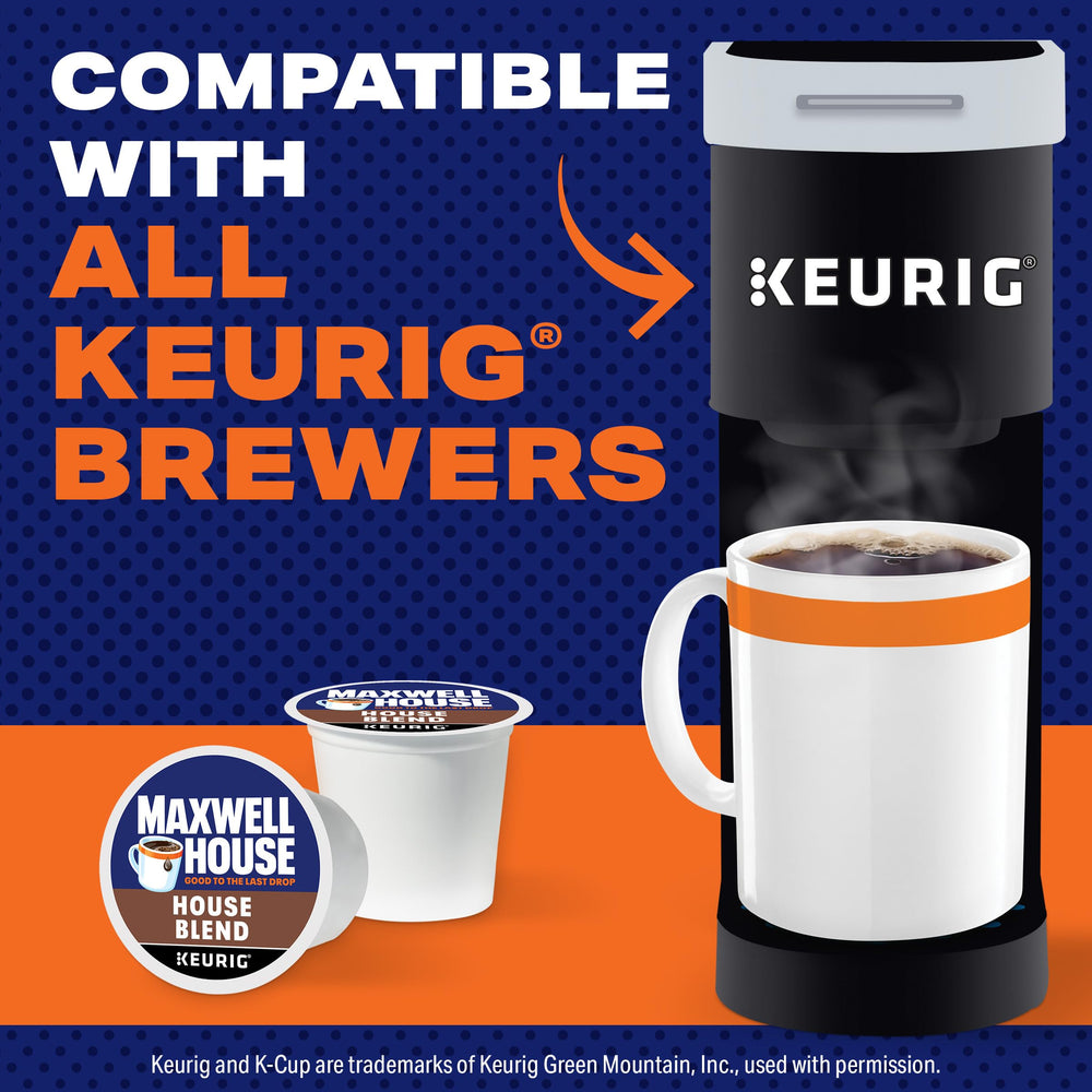 Maxwell House cápsula junto a cafetera Keurig, uso compatible inmediato