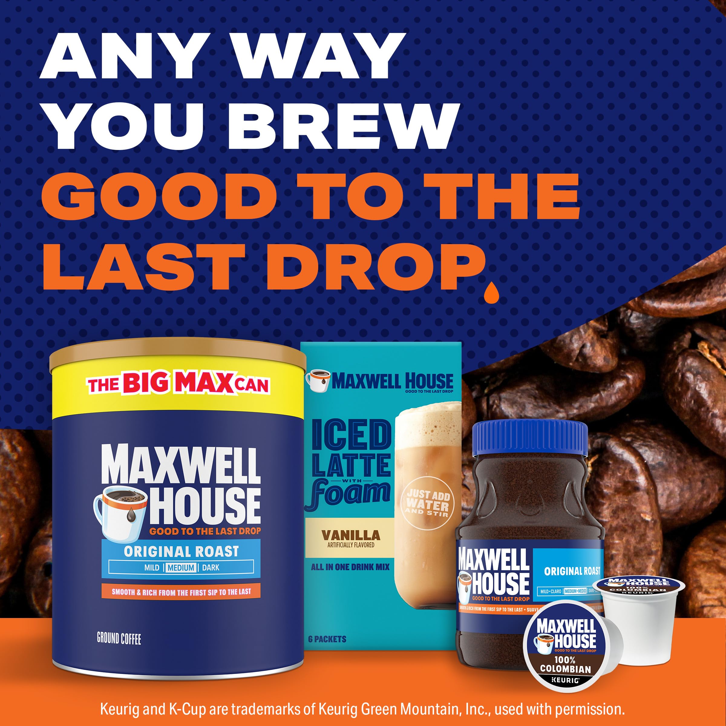 MAXWELL HOUSE escena de cocina sugiere uso diario y comodidad