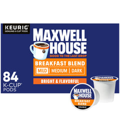 MAXWELL HOUSE frente del empaque mostrando la caja de 84 cápsulas y conveniencia
