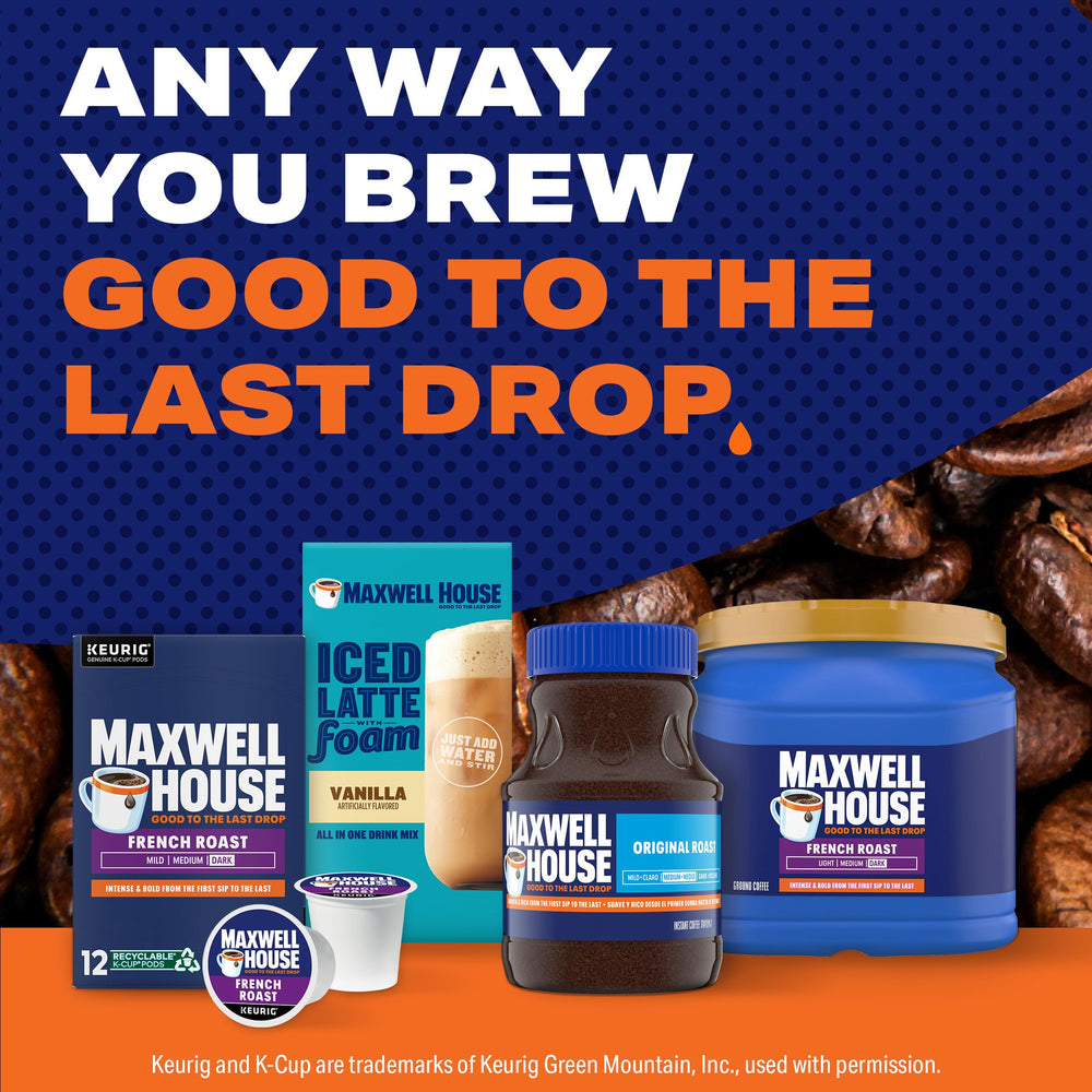 MAXWELL HOUSE lata en estantería mostrando almacenamiento recomendado