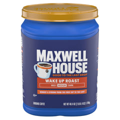 Maxwell House lata frente mostrando 40.4 oz y conveniencia para hogares