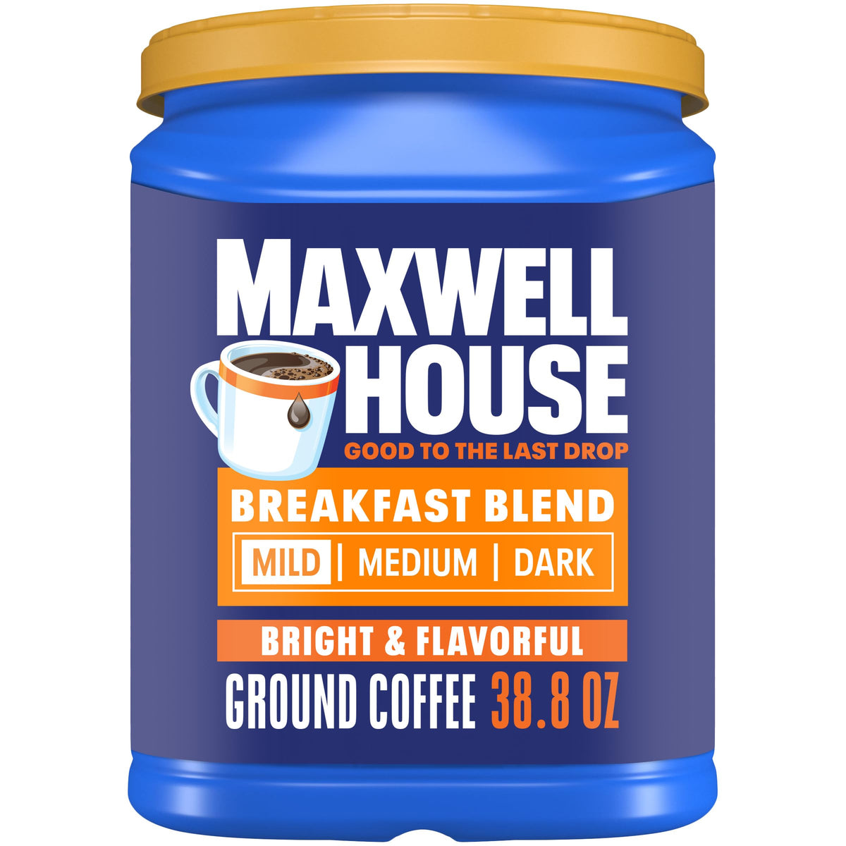 MAXWELL HOUSE lata frontal mostrando tamaño y conveniencia