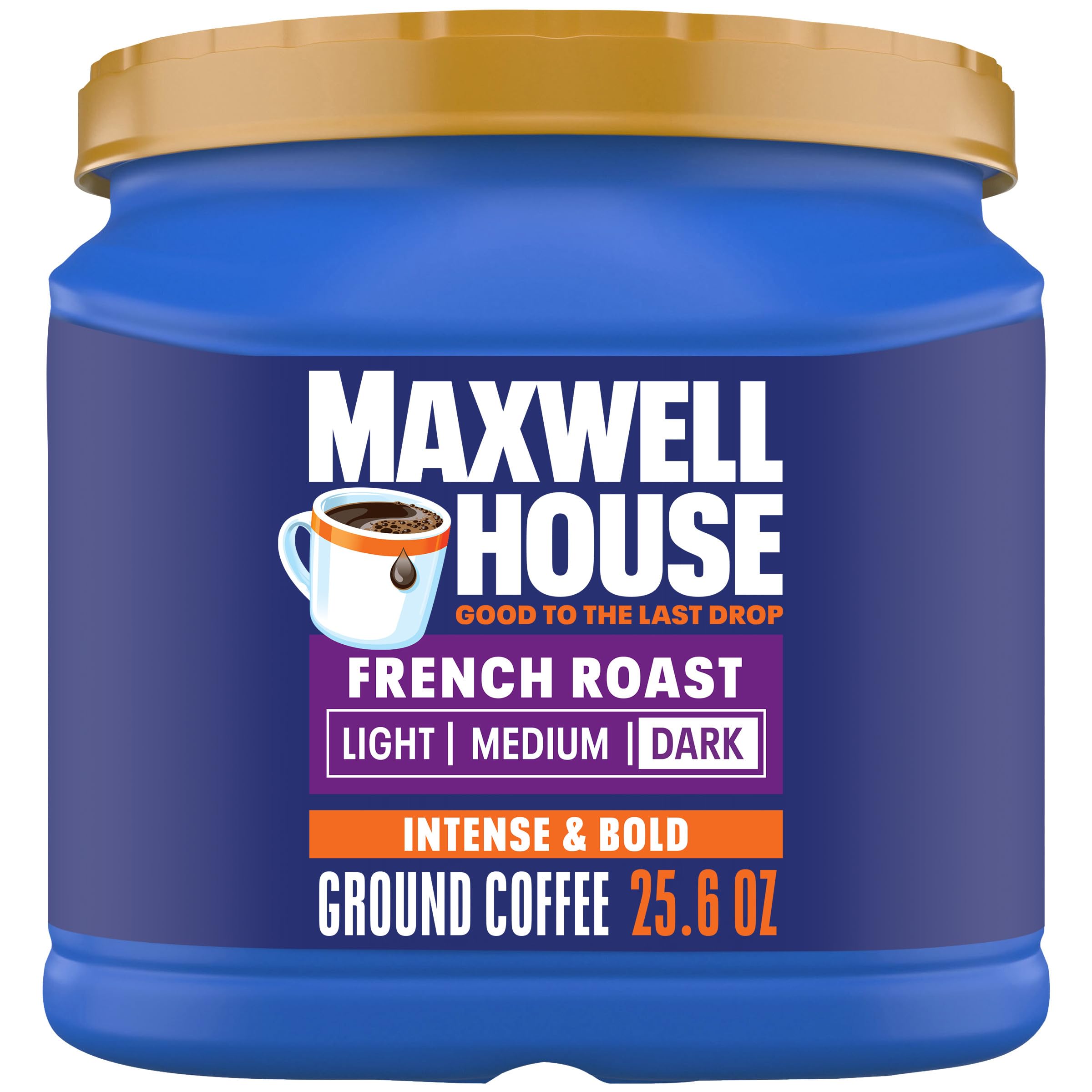 MAXWELL HOUSE lata frontal mostrando el diseño y tamaño para compra clara