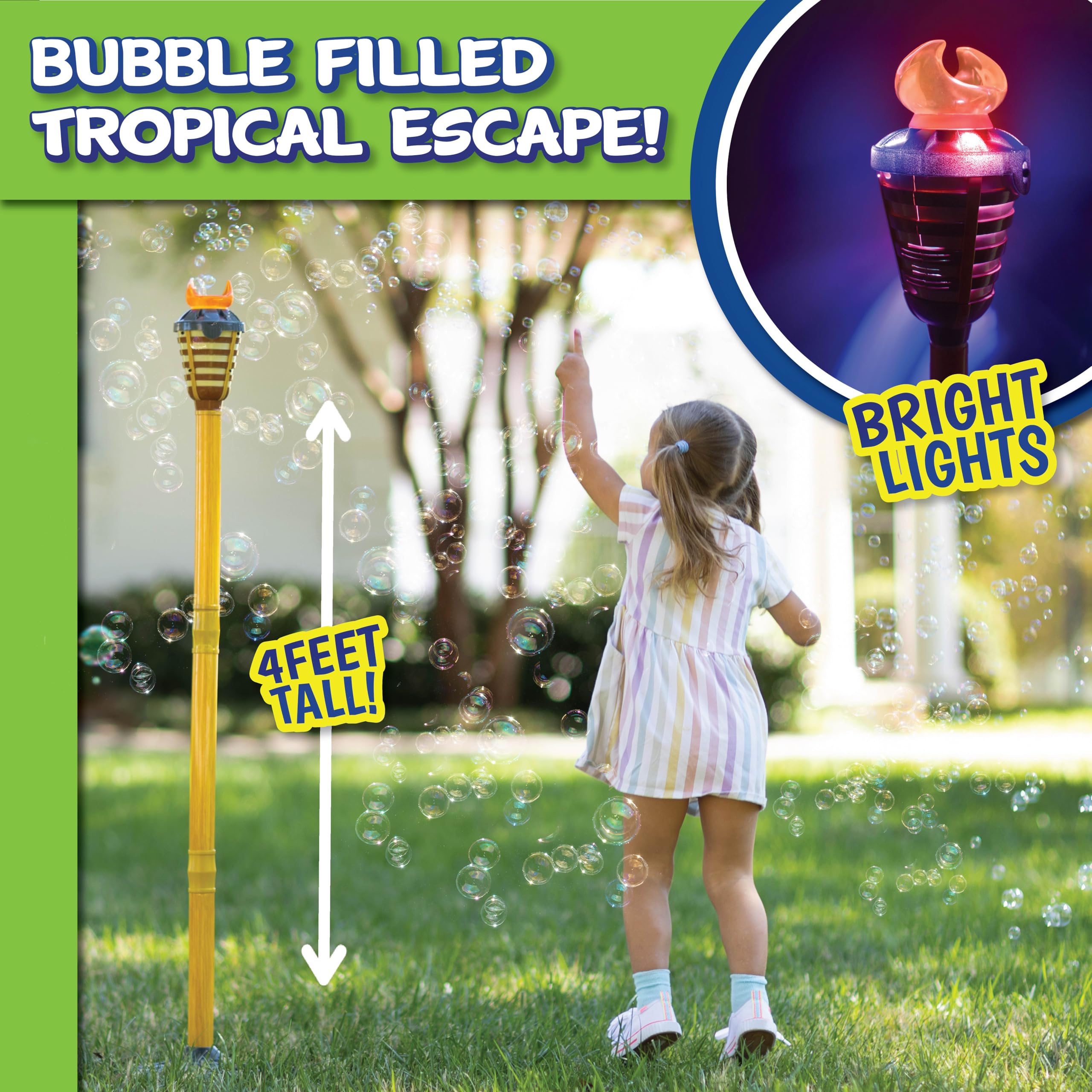 Maxx Bubbles detalle LED en la cabeza con brillo cálido para ambiente