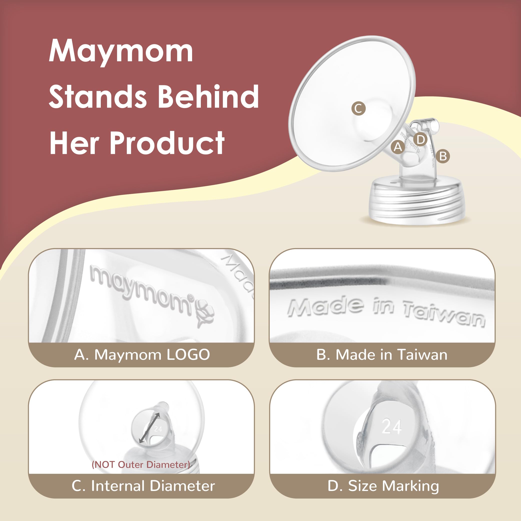 Maymom flange con regla para comparar tamaño 15 mm, confirmación de ajuste
