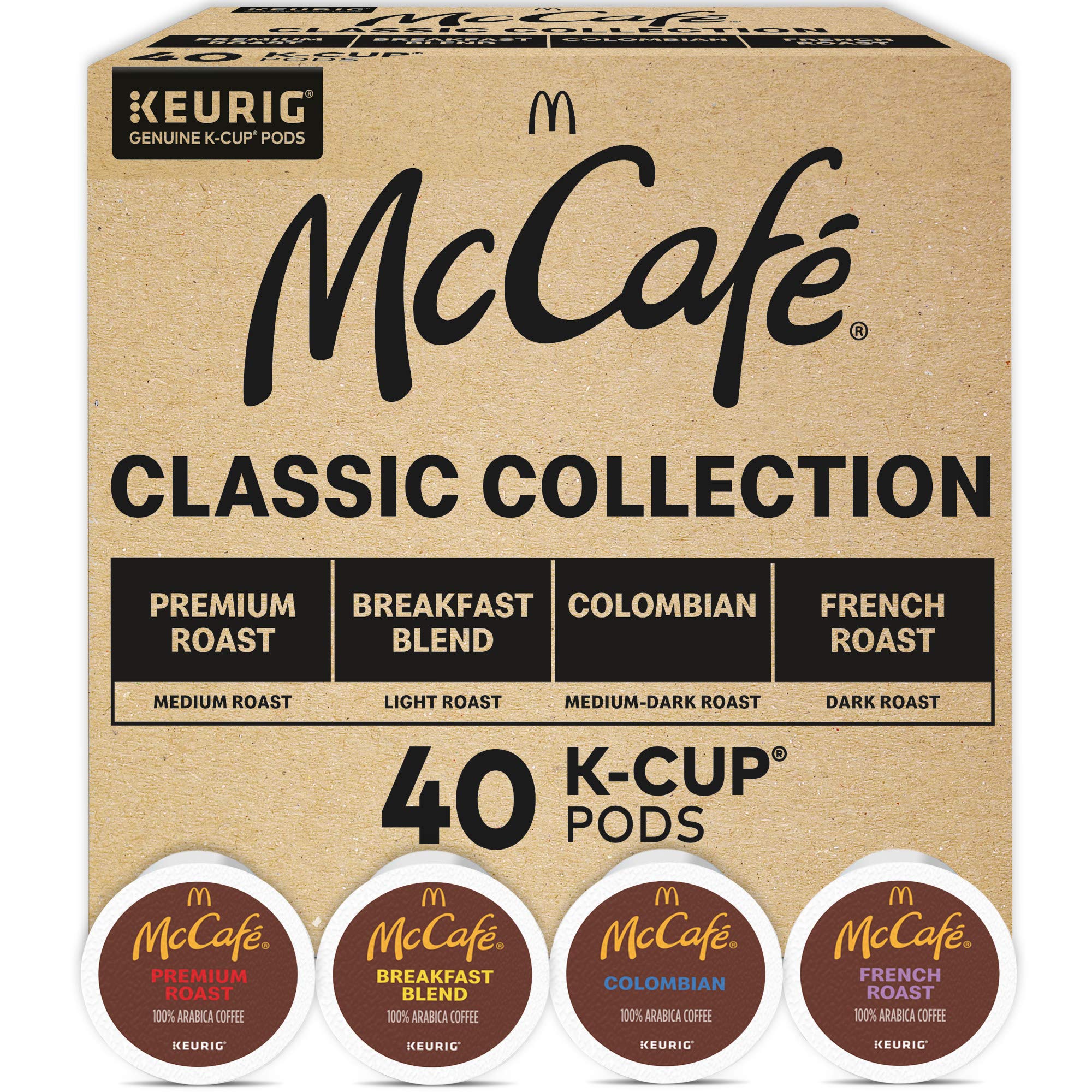 McCafé paquete Classic Collection frente mostrando las cuatro variedades y beneficio de variedad práctica