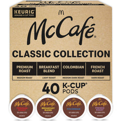 McCafé paquete Classic Collection frente mostrando las cuatro variedades y beneficio de variedad práctica