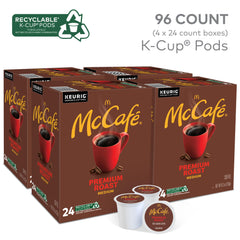 McCafé cápsula K-Cup en primer plano que destaca diseño y compatibilidad con Keurig, uso fácil