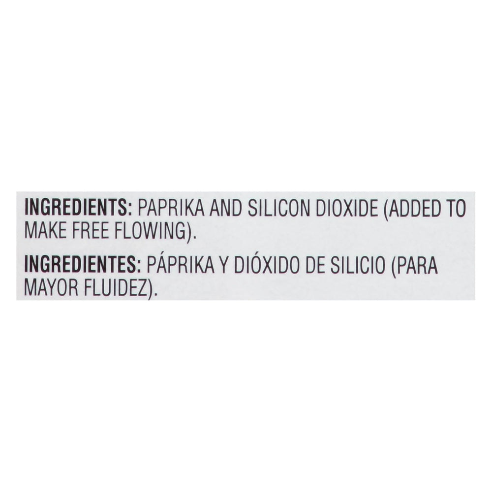 McCormick Culinary etiqueta con información y origen del pimentón profesional