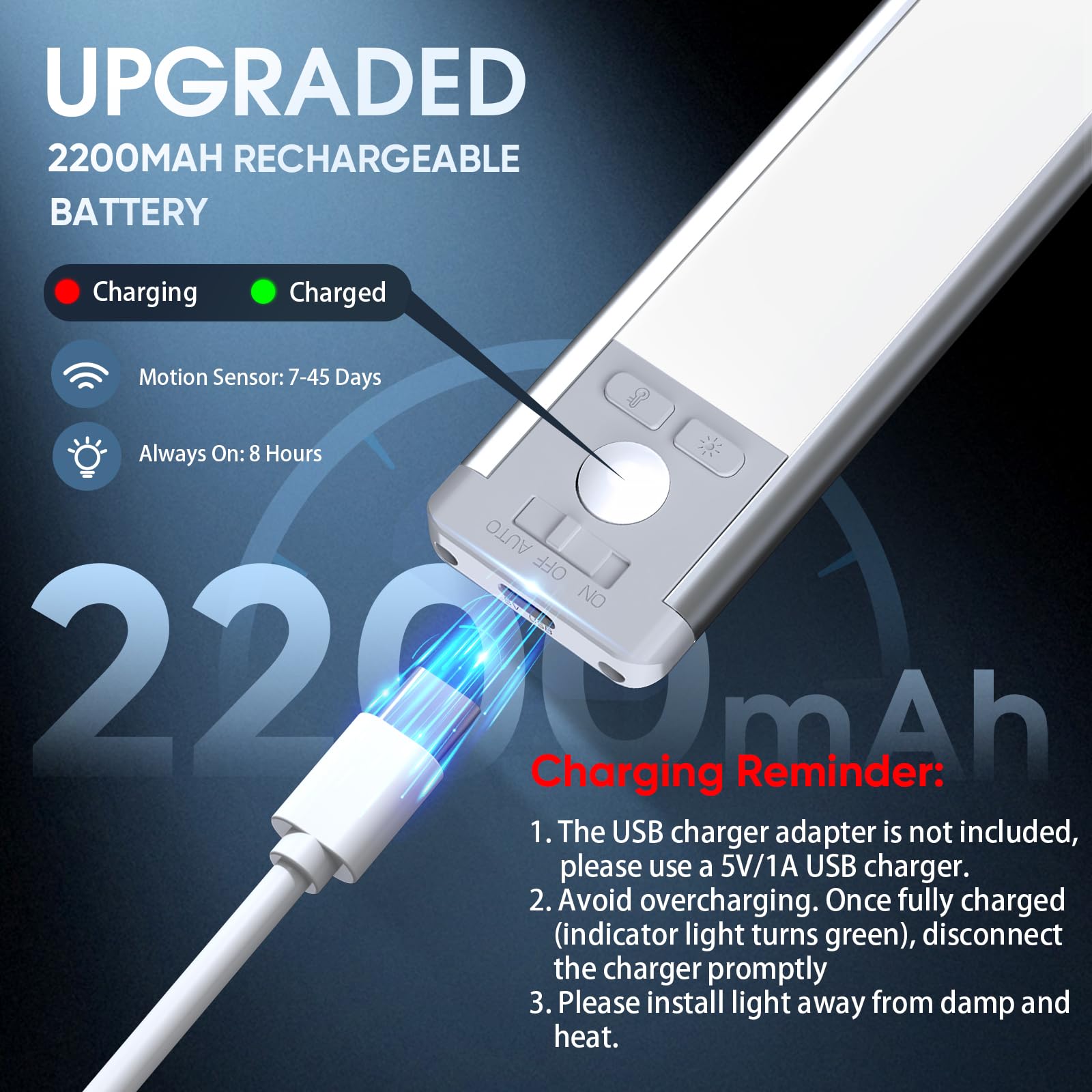 MCGOR puerto USB-C en la unidad indicando recarga rápida y cómoda