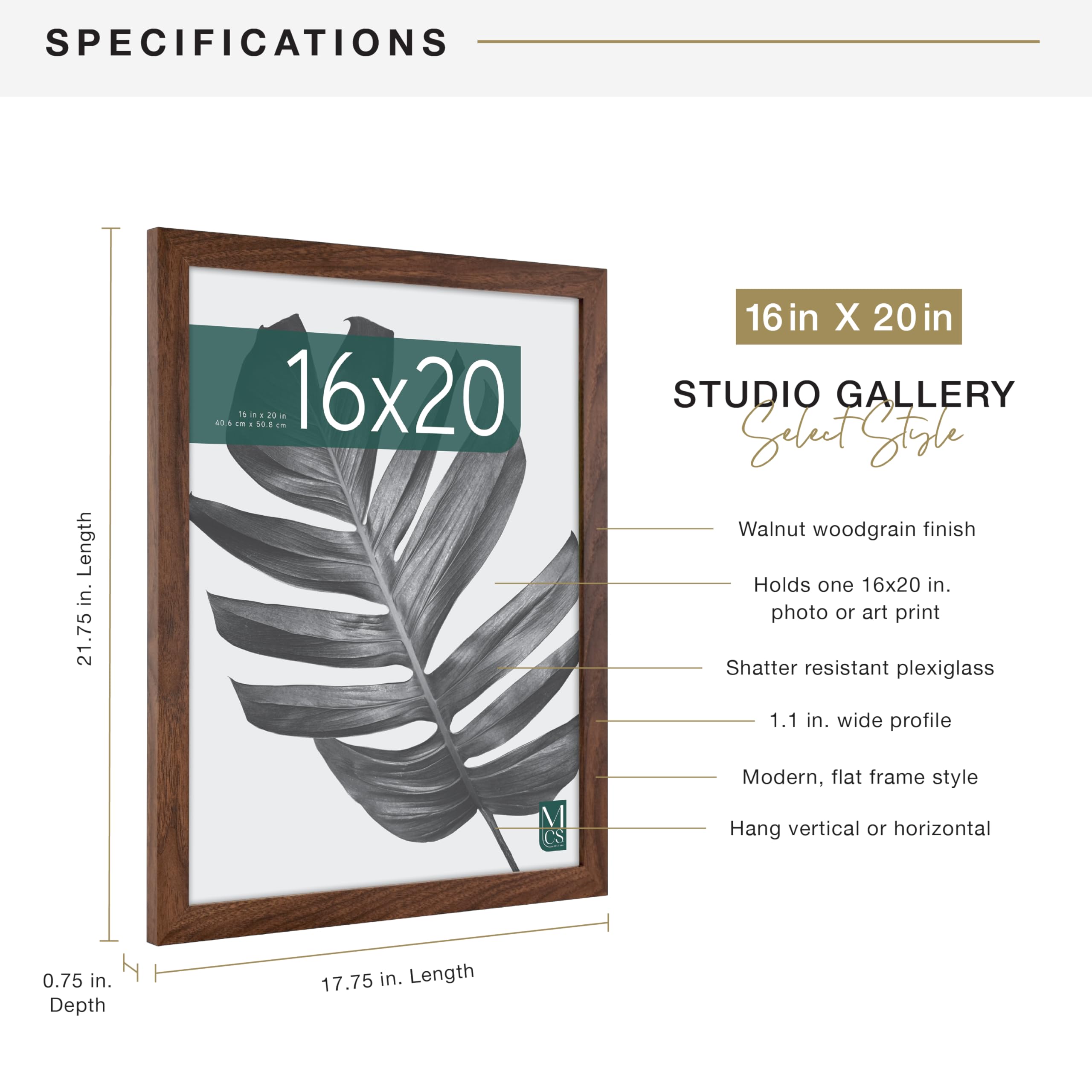 MCS walnut back slide-in showing turn buttons for quick artwork changes benefit