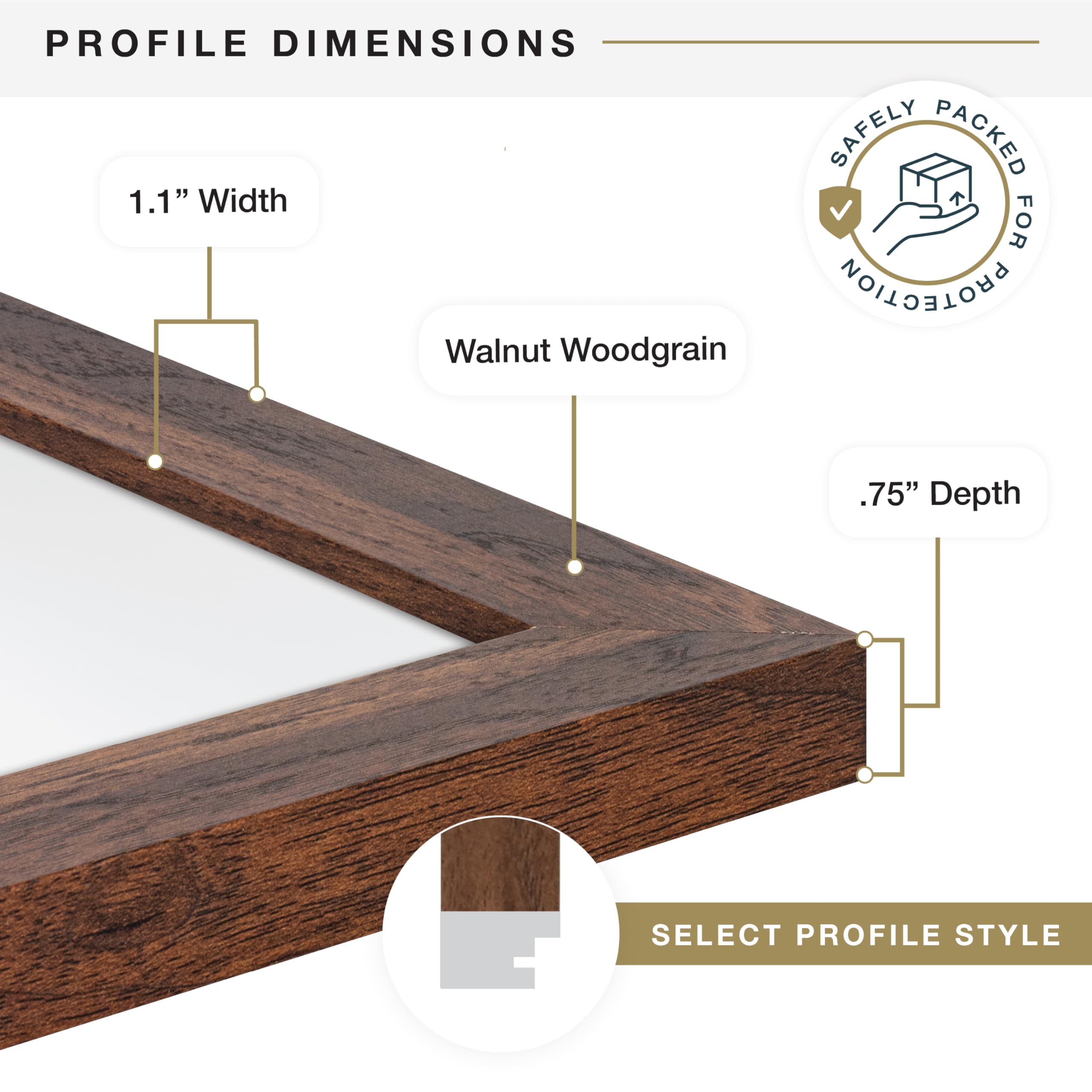 MCS walnut hanging showing sawtooth hangers for vertical or horizontal mounting benefit