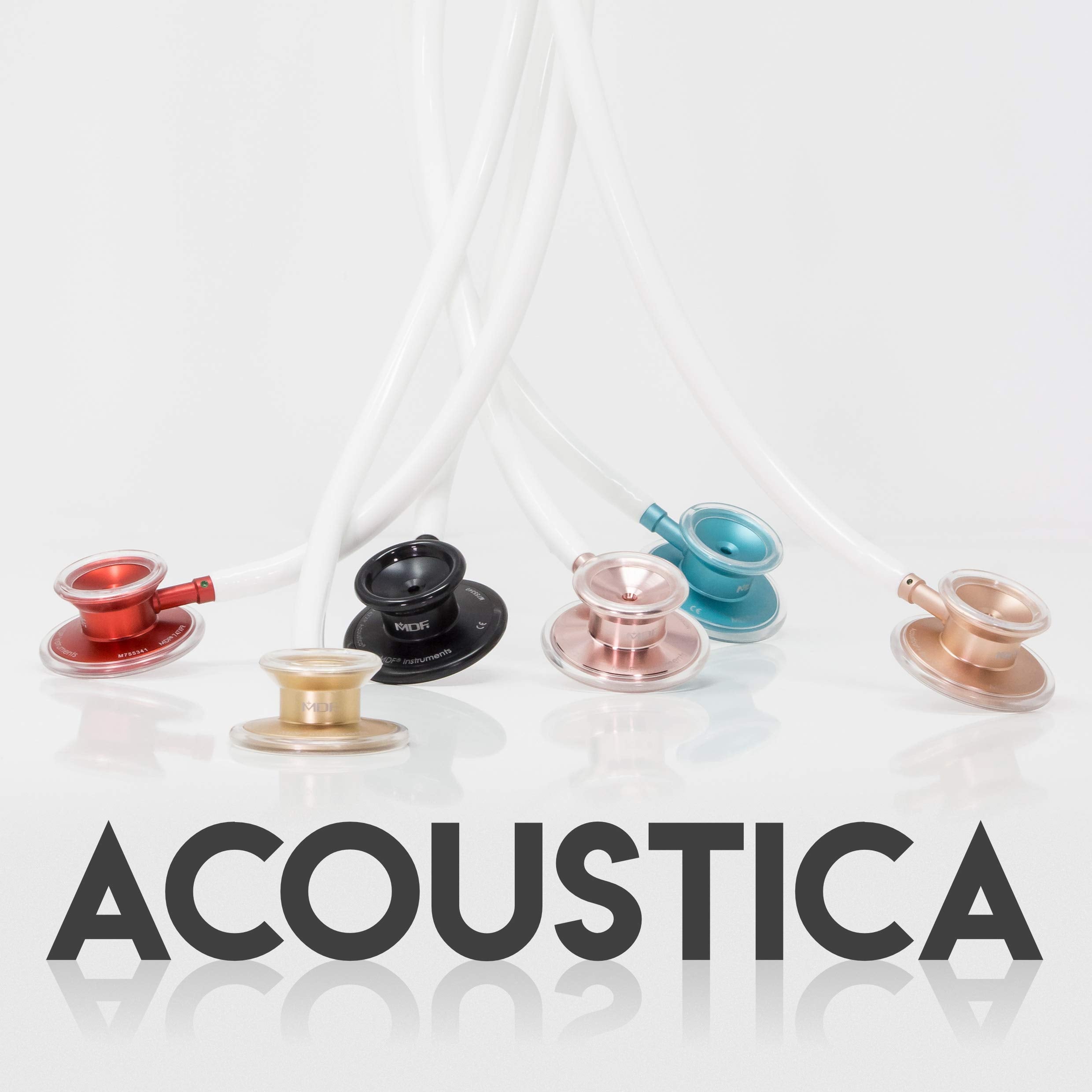 MDF Instruments chestpiece closeup highlighting aluminum dual‑head and clear acoustic detail