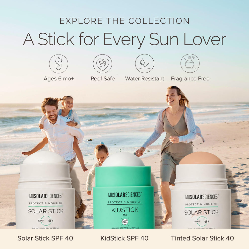MDSolarSciences KidStick primer plano de ingredientes seguros y suaves