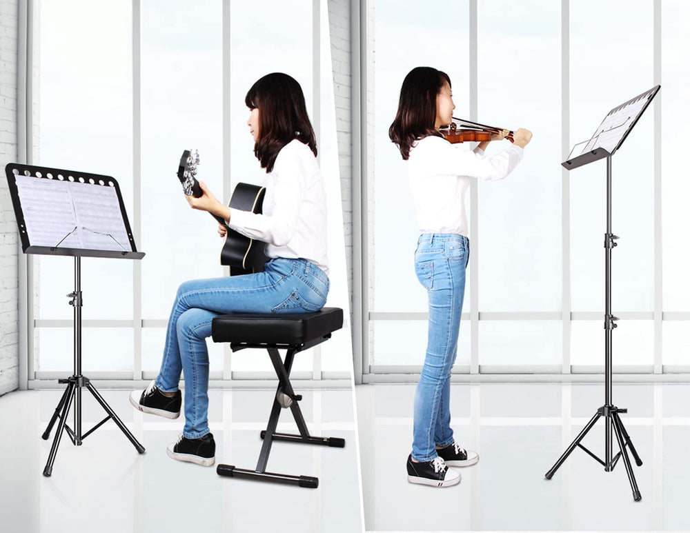 Mdvora comparación de tamaño con partitura para referencia de escala