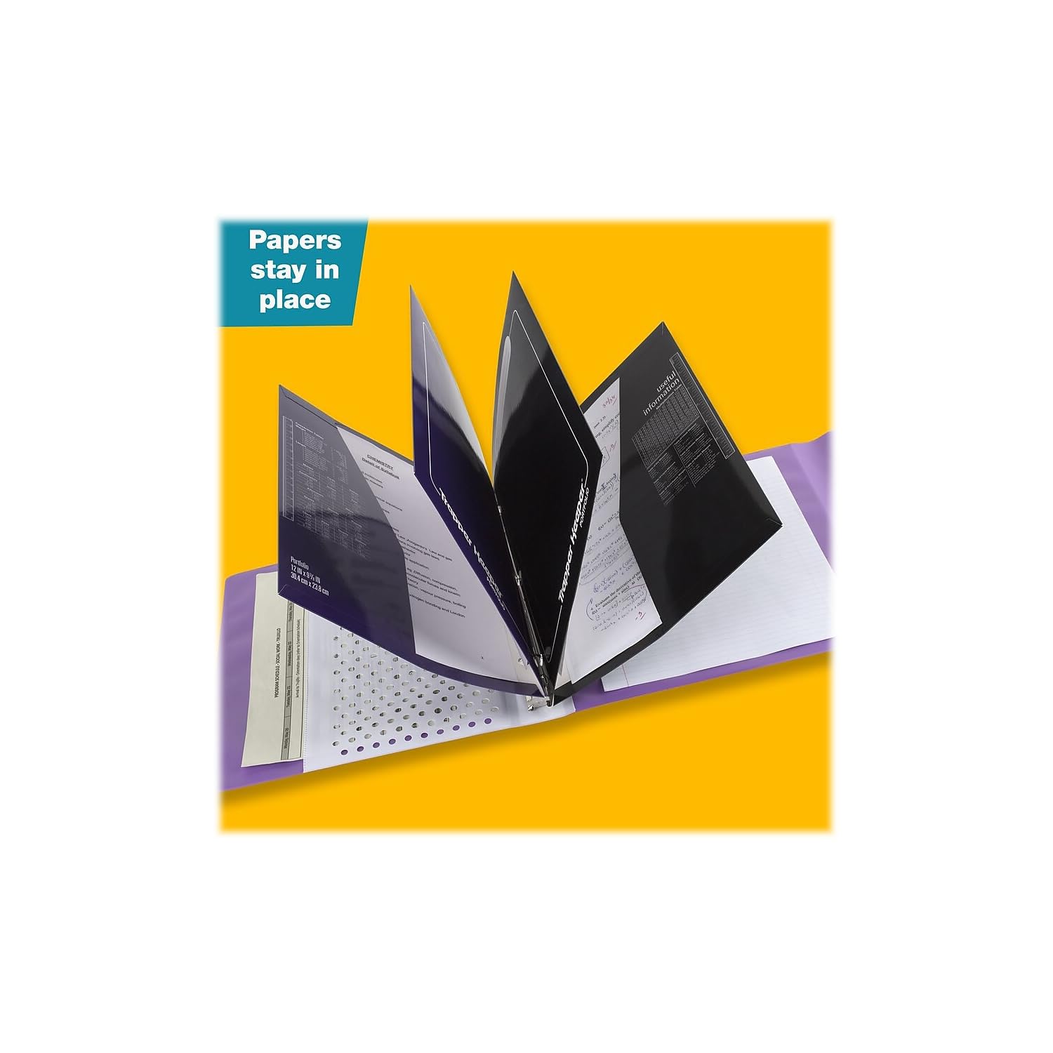 Mead Trapper Keeper detalle del cierre de gancho y lazo que mantiene todo protegido