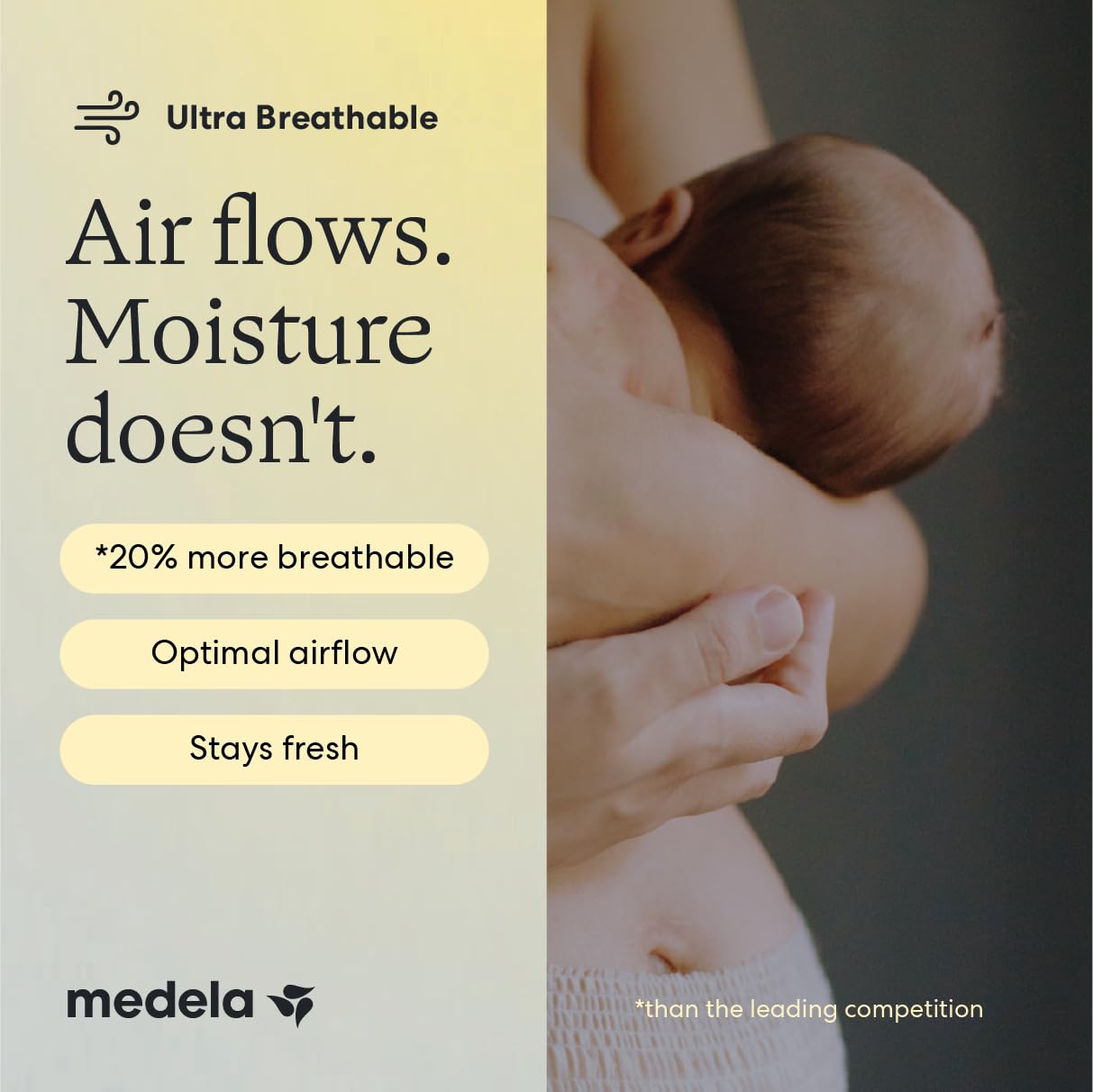 Medela almohadilla dentro de un bolso facilitando reposición rápida fuera de casa