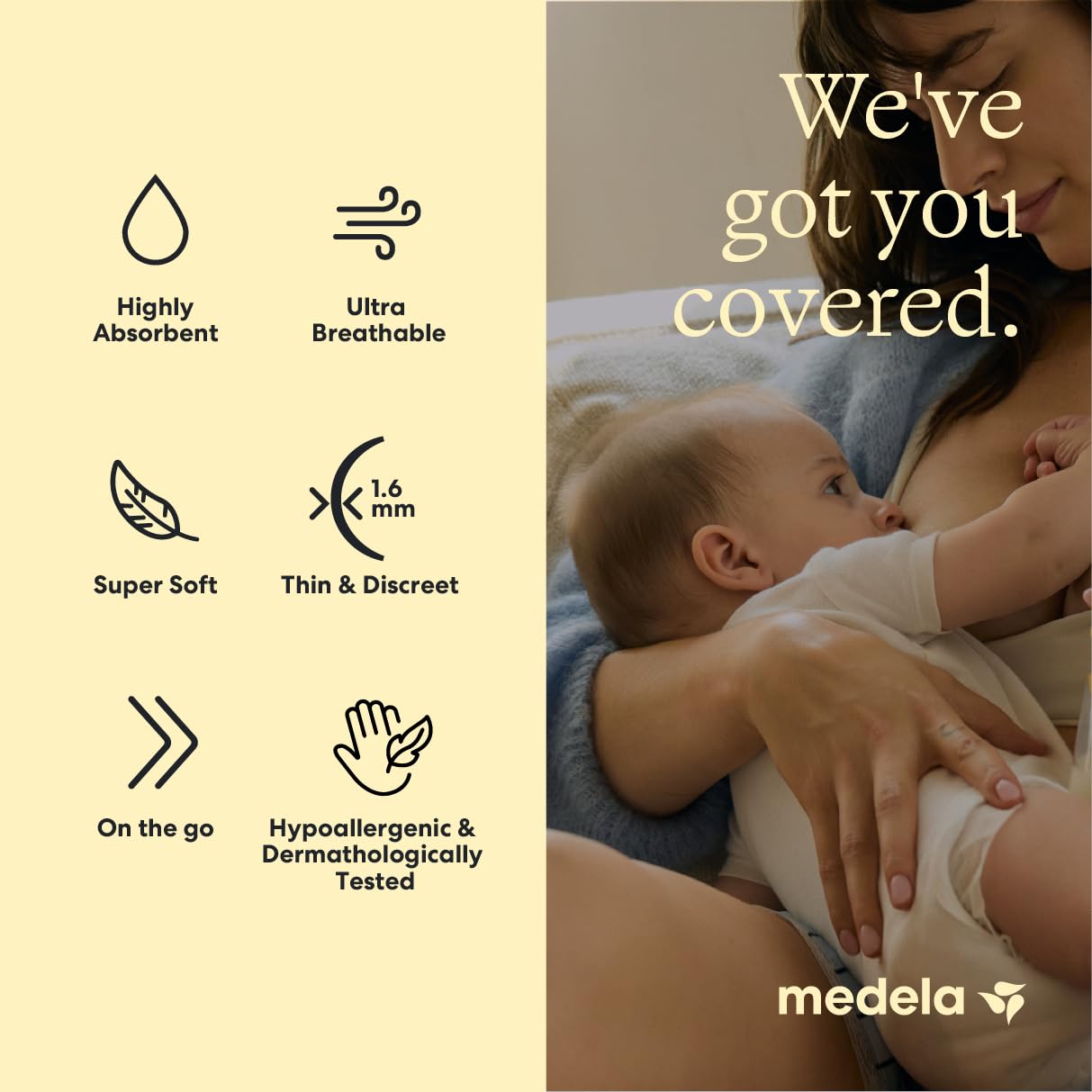 Medela textura de superficie super suave que protege la piel sensible