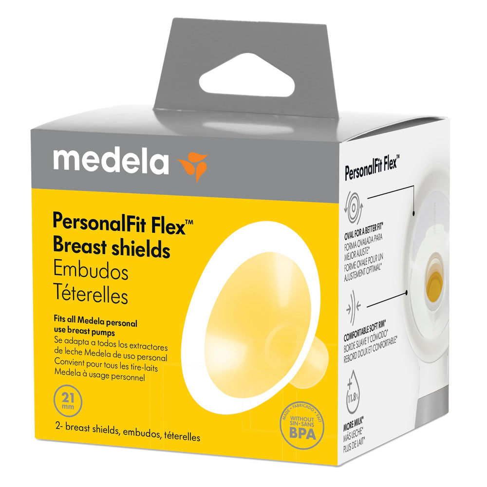 Medela PersonalFit Flex demostración del ángulo de apertura 105 grados para confort