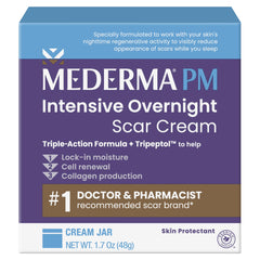 Mederma frontal del empaque mostrando presentación y beneficio nocturno